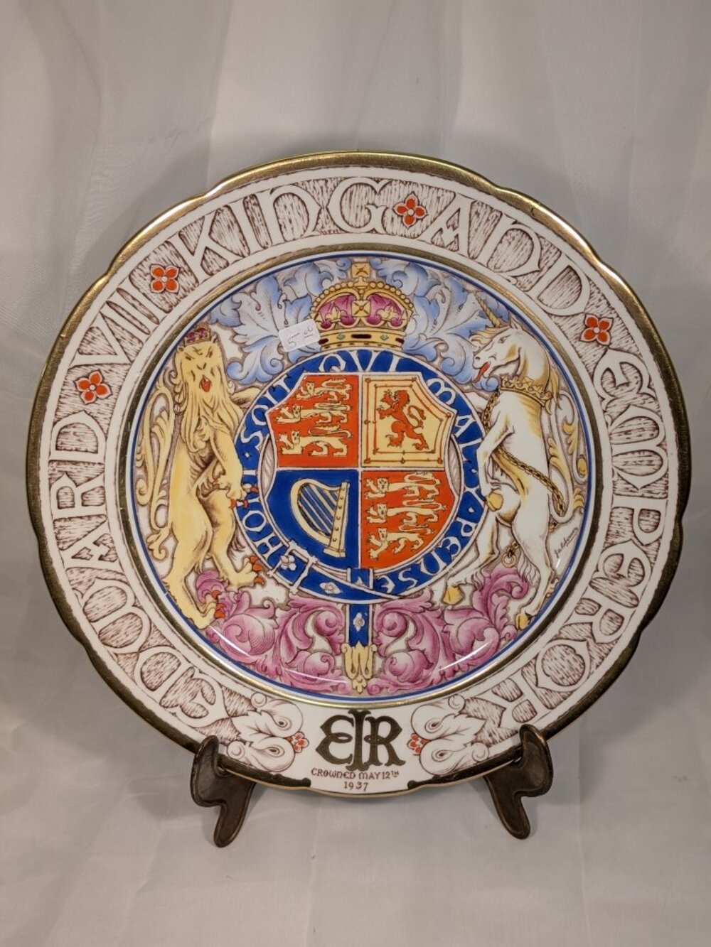 Vintage Paragon Edward VIII Coronation Plate 1936 Royal Coat of Arms Bone China